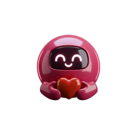Ideo, la mascota de Ideas Creativas, con un corazón