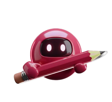 Ideo, la mascota de Ideas Creativas, dibujando con un lápiz